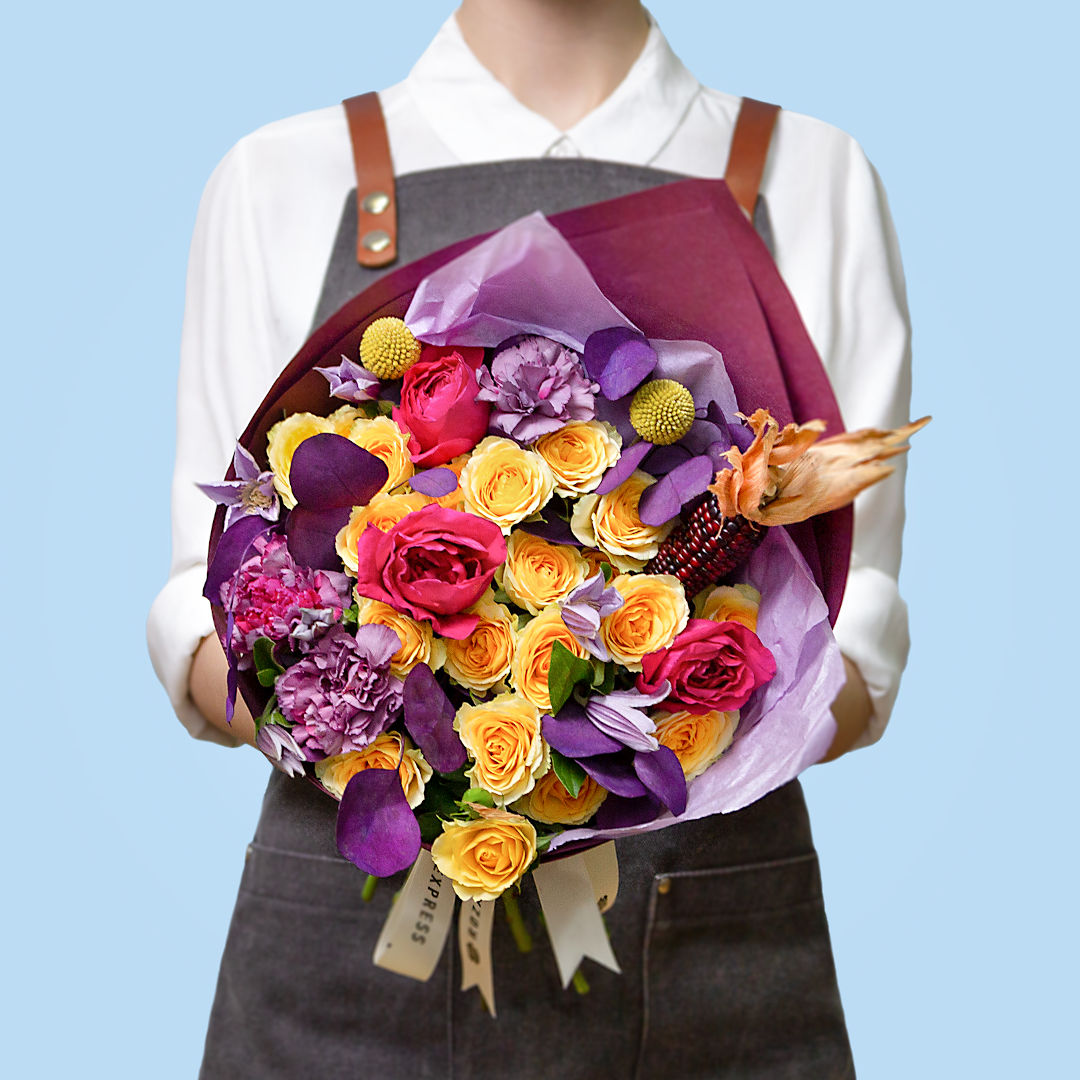 заказать букет Розы Бандолеро и гвоздика