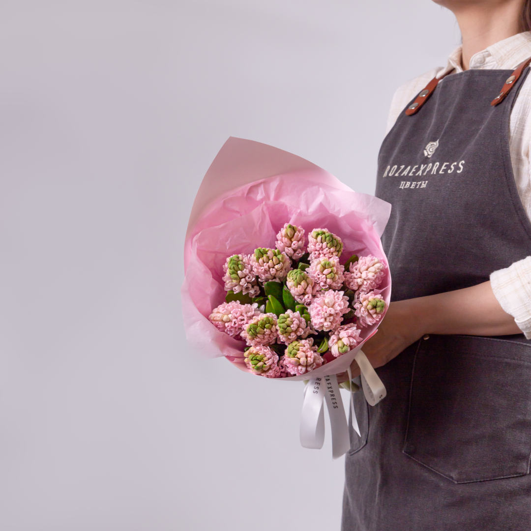 заказать букет 15 розовых гиацинтов